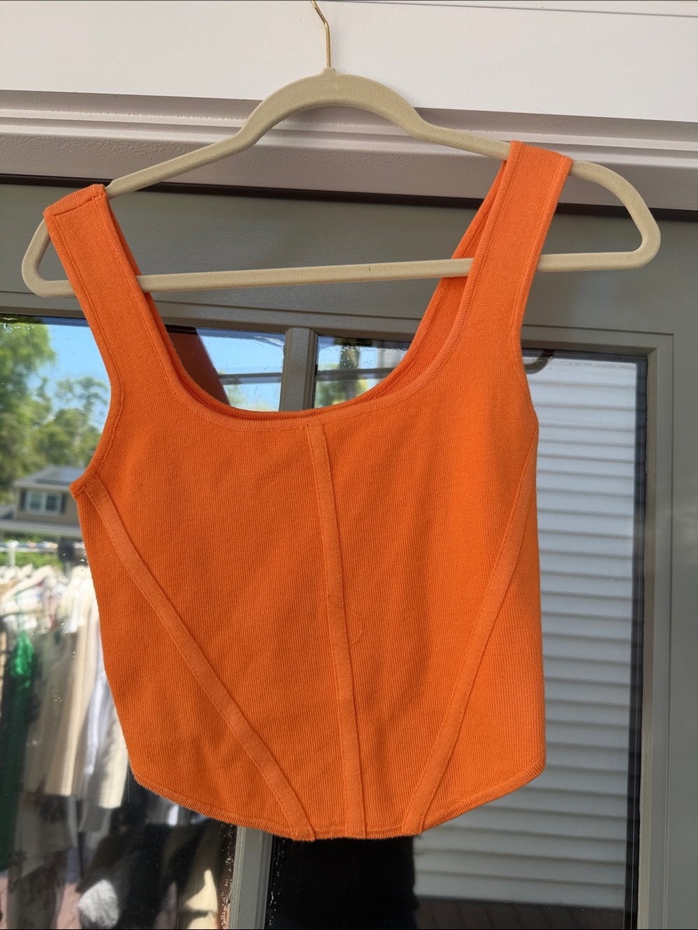 House of Harlow 1960 Vibrant Orange Scoop Crop Tank